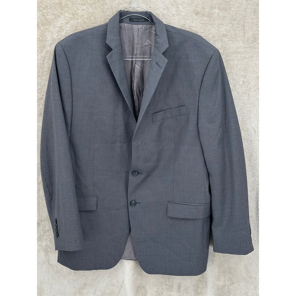 Calvin Klein Suit Jacket Mens 42R Gray Pinstripe 100% Wool Sport Coat Blazer